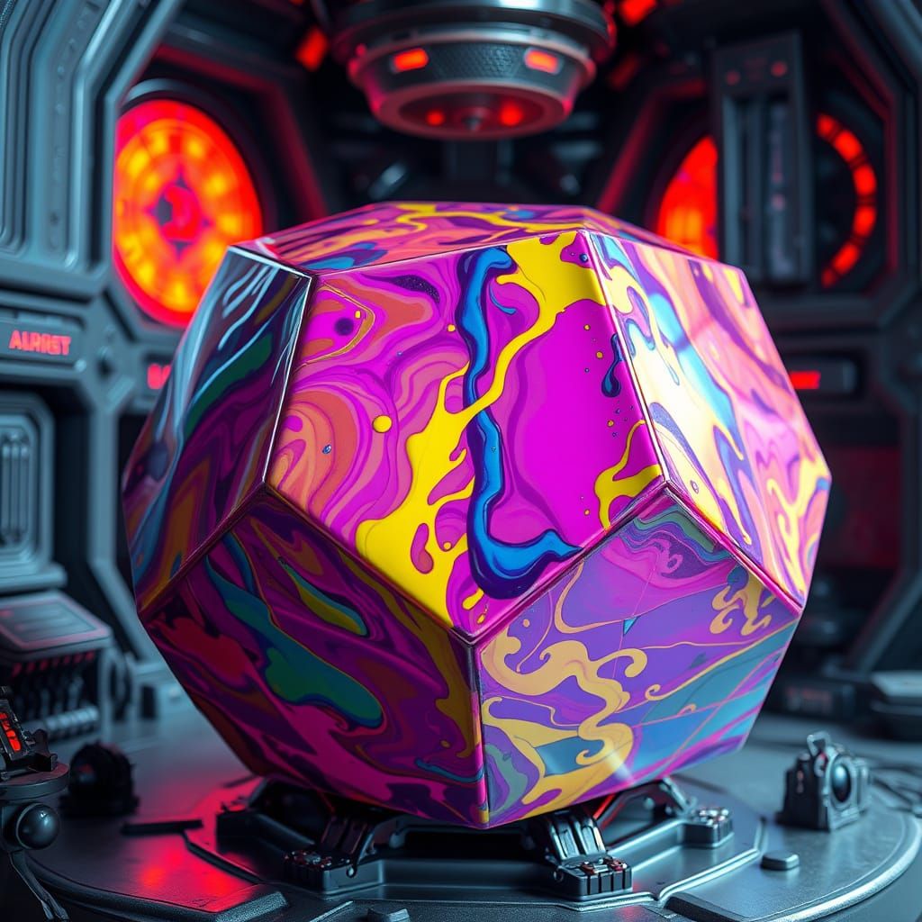 Vibrant Latex Octahedron in Futuristic Style