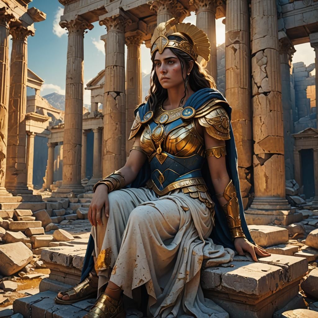 Athena, Goddess of Wisdom, in Ruins: Digital Matte Painting