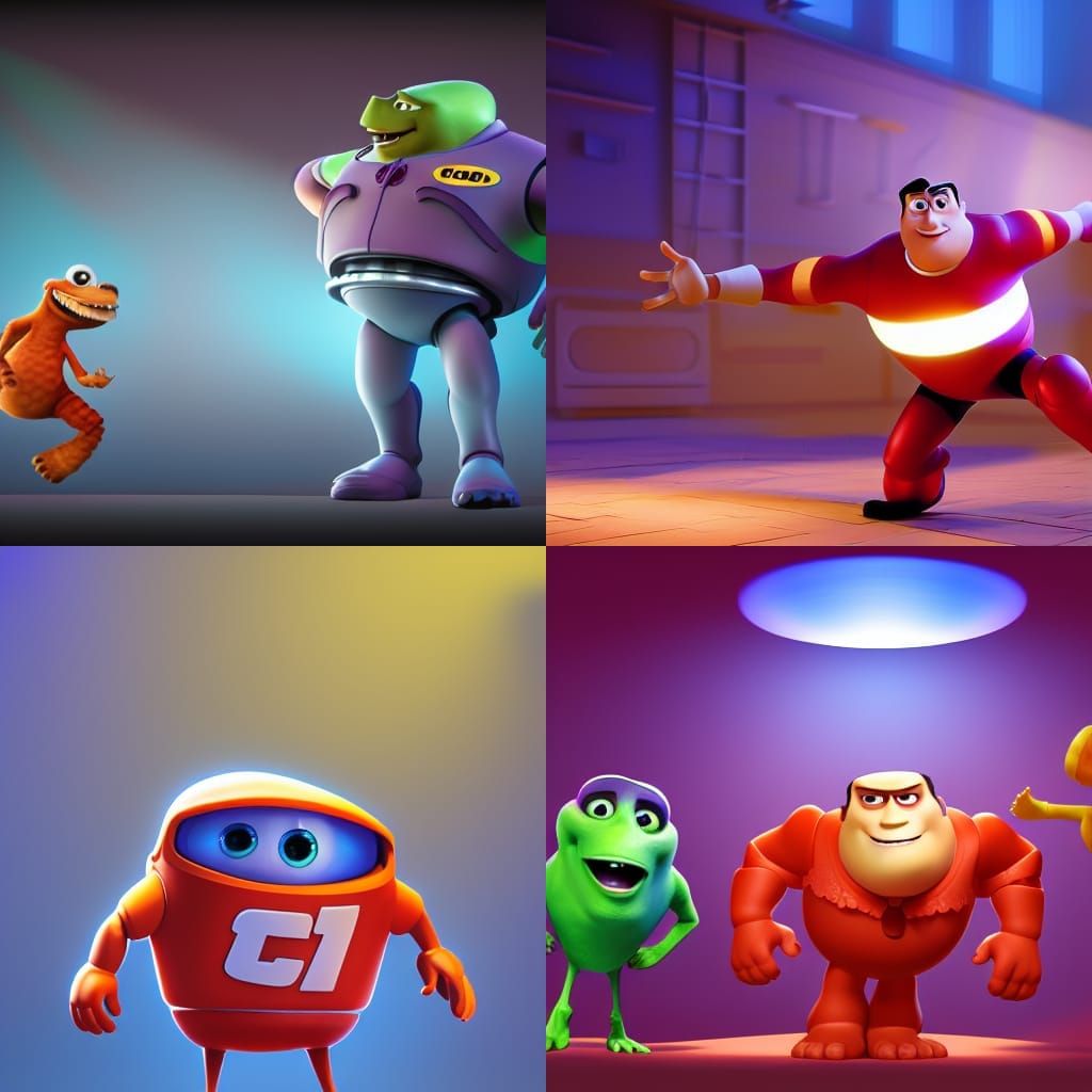 Pixar Style 3D Render with Radial Gradient