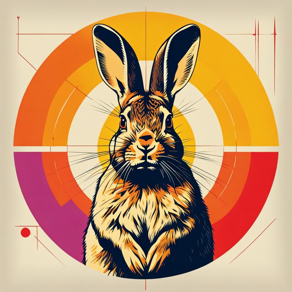 Pop Art Rabbit in Geometric Bauhaus Style