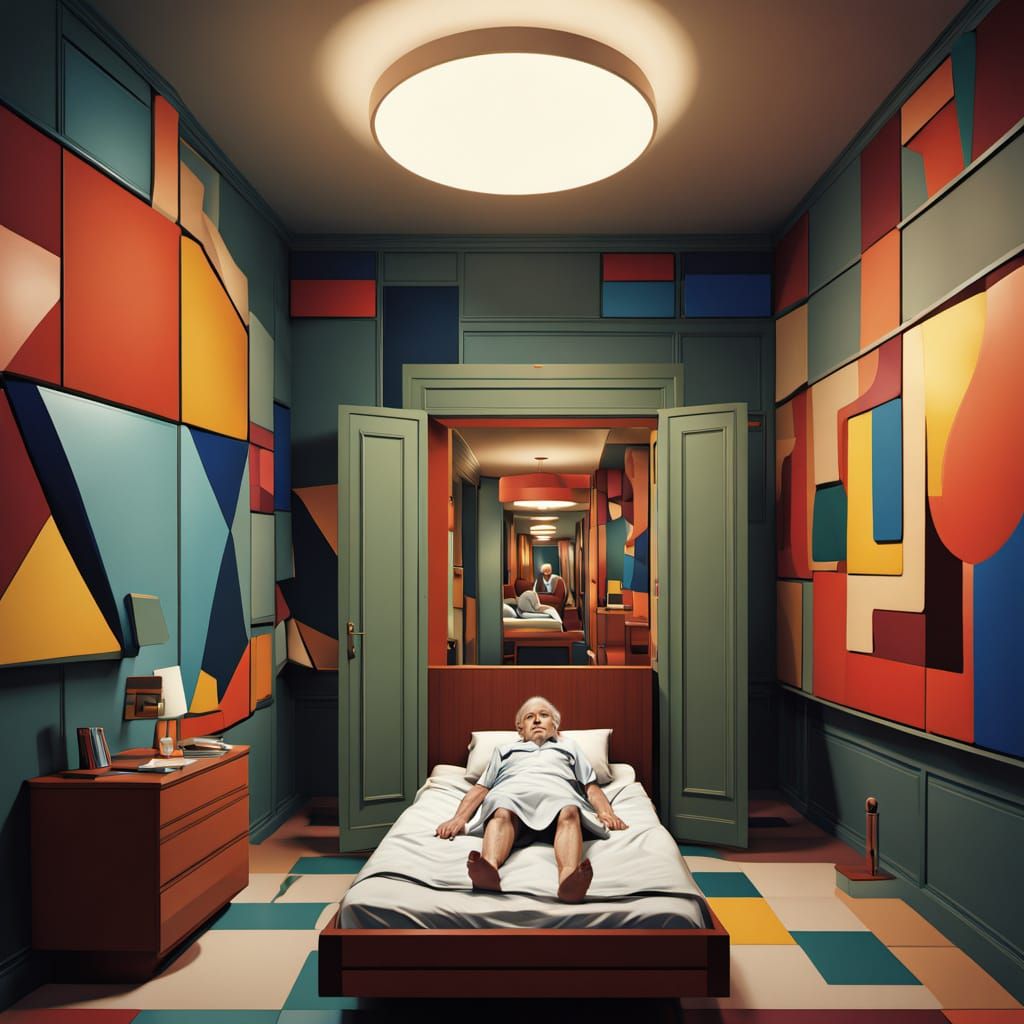 <Flux 1.2> Avant-garde photography, in a huge clinic with hu...