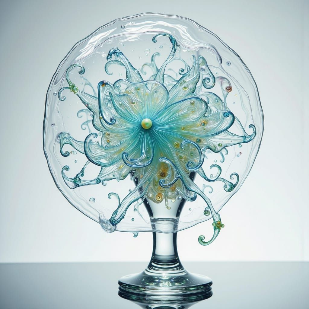 Surreal Glass Sculpture in Dark Glitch Aesthetic