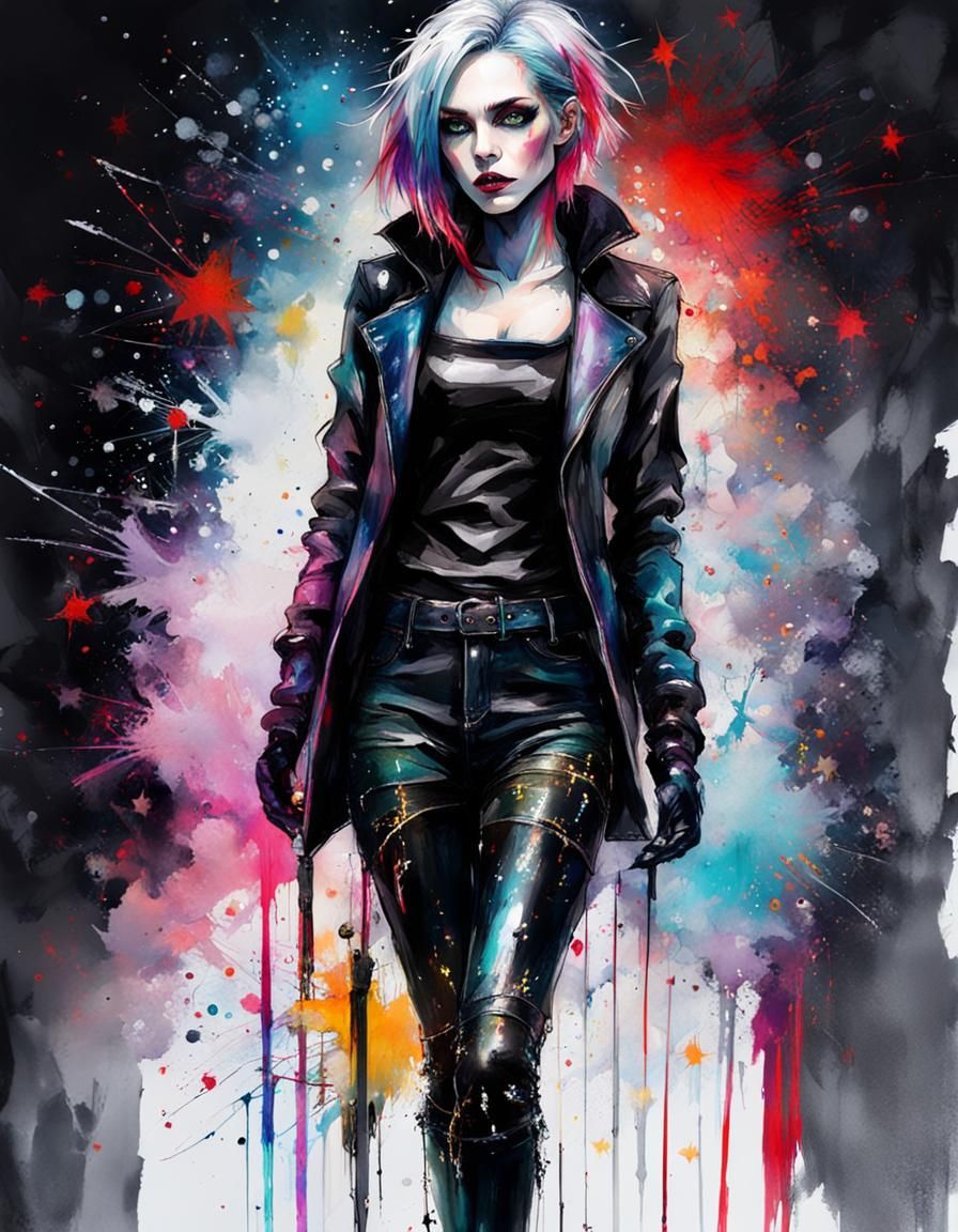 Gothic Woman Portrait with Christmas Theme