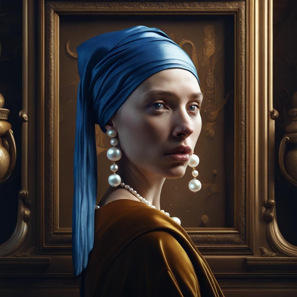 Girl with Pearl Earring in Surreal Style