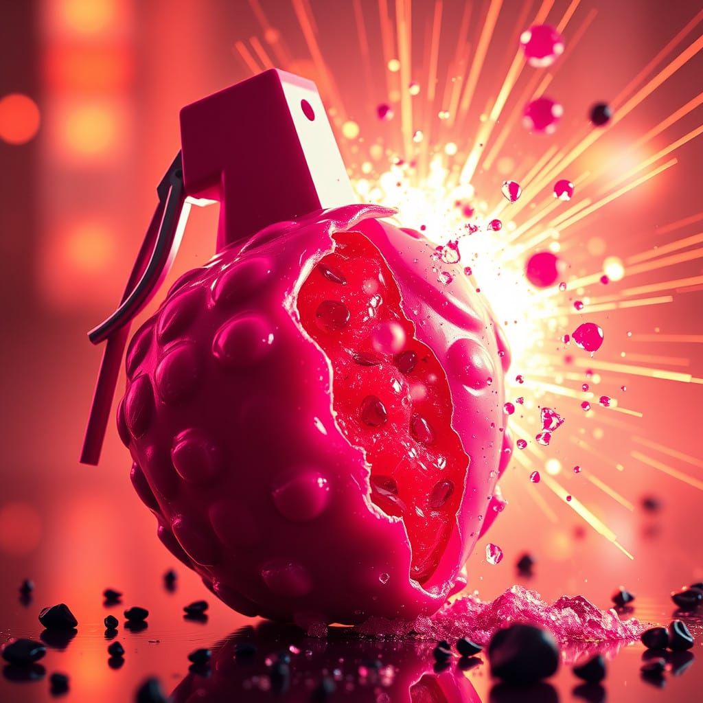 Glowing Hot Pink Strawberry Grenade Explodes in a Whirlpool...
