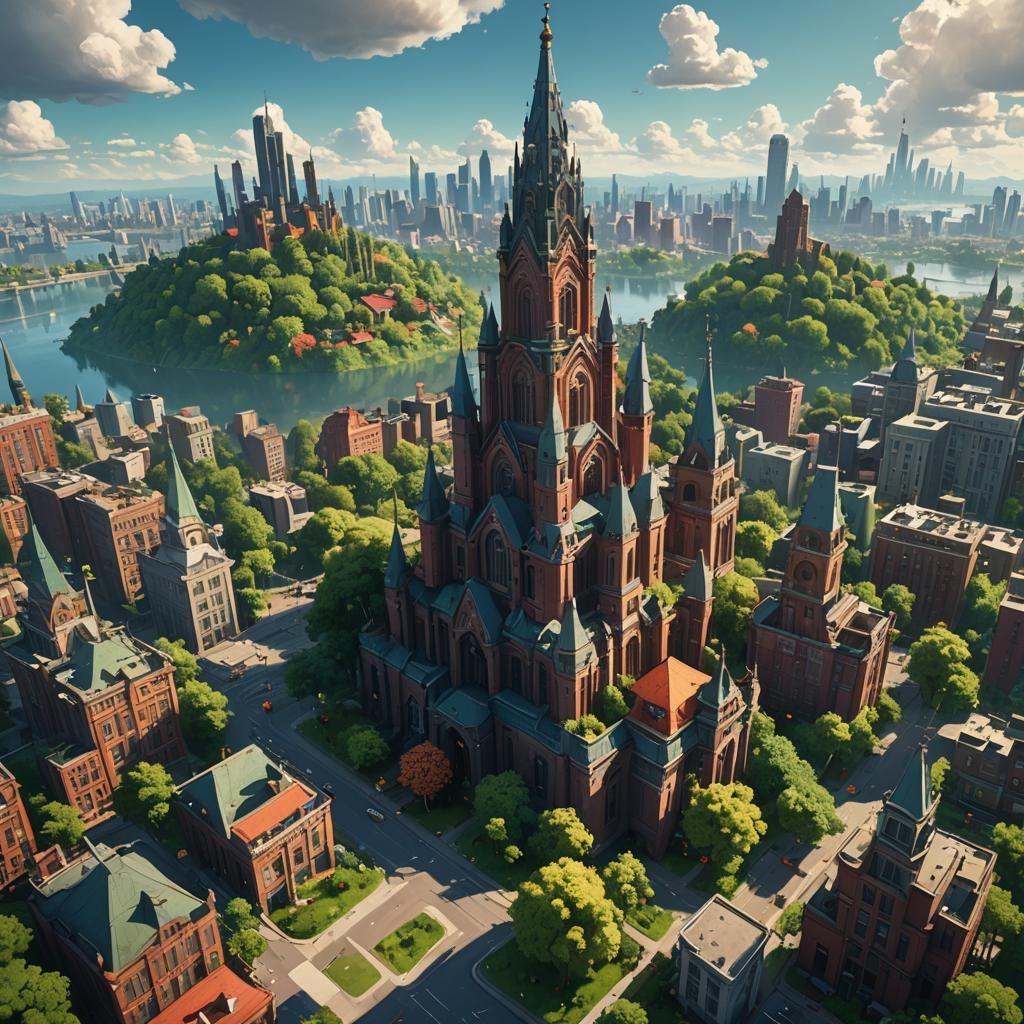 Futuristic Cityscape in Detailed 3D Rendering