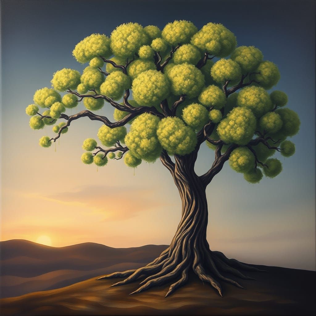 Surrealistic Tree in Twilight Hues