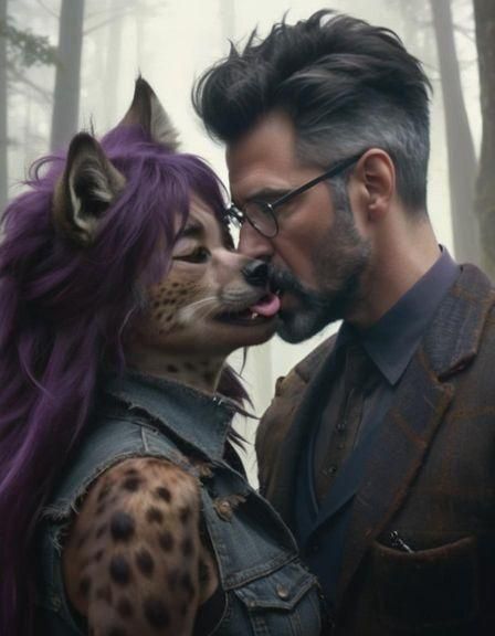 Passionate Furry Embrace in Hyperrealistic Detail