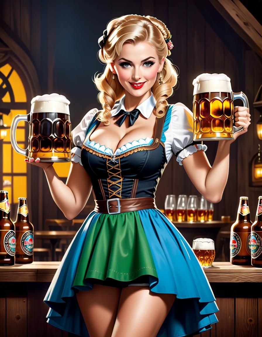 Oktoberfest Barmaid in Retro Pin-Up Style