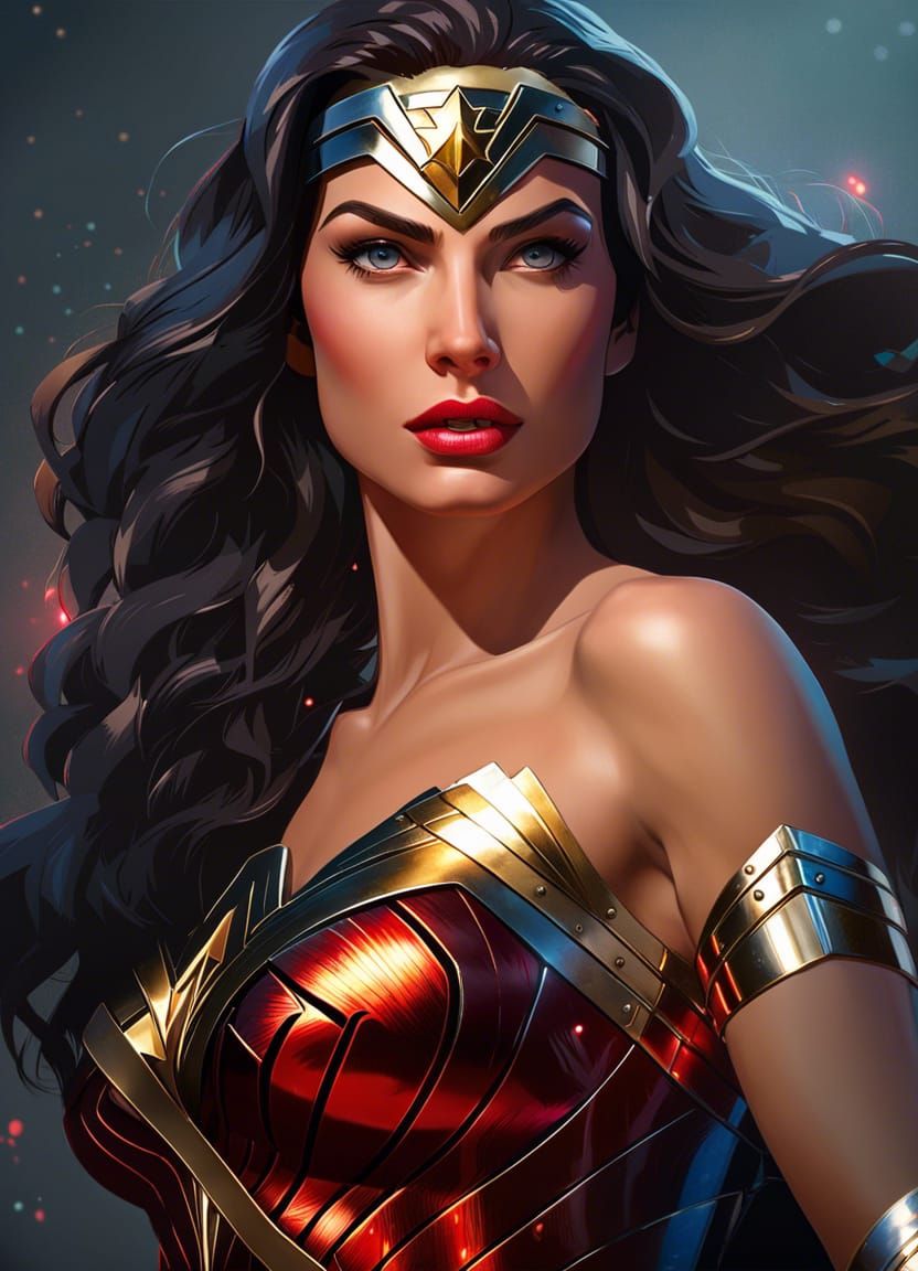 Wonder Woman Portrait in Hyperdetailed Style