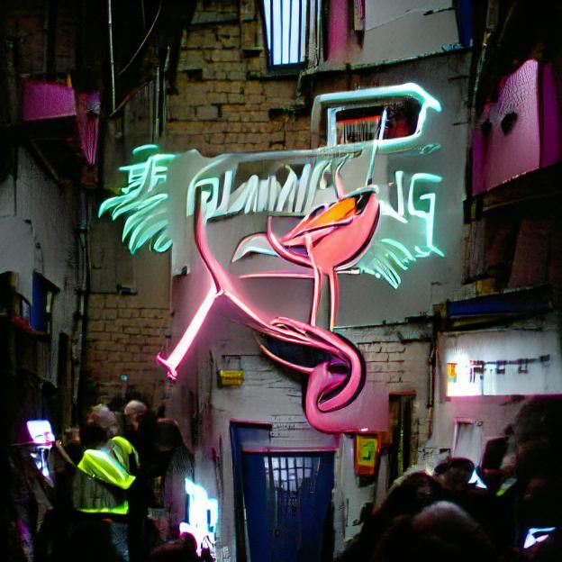 Neon Pink Flamingo Cocktail Bar Sign