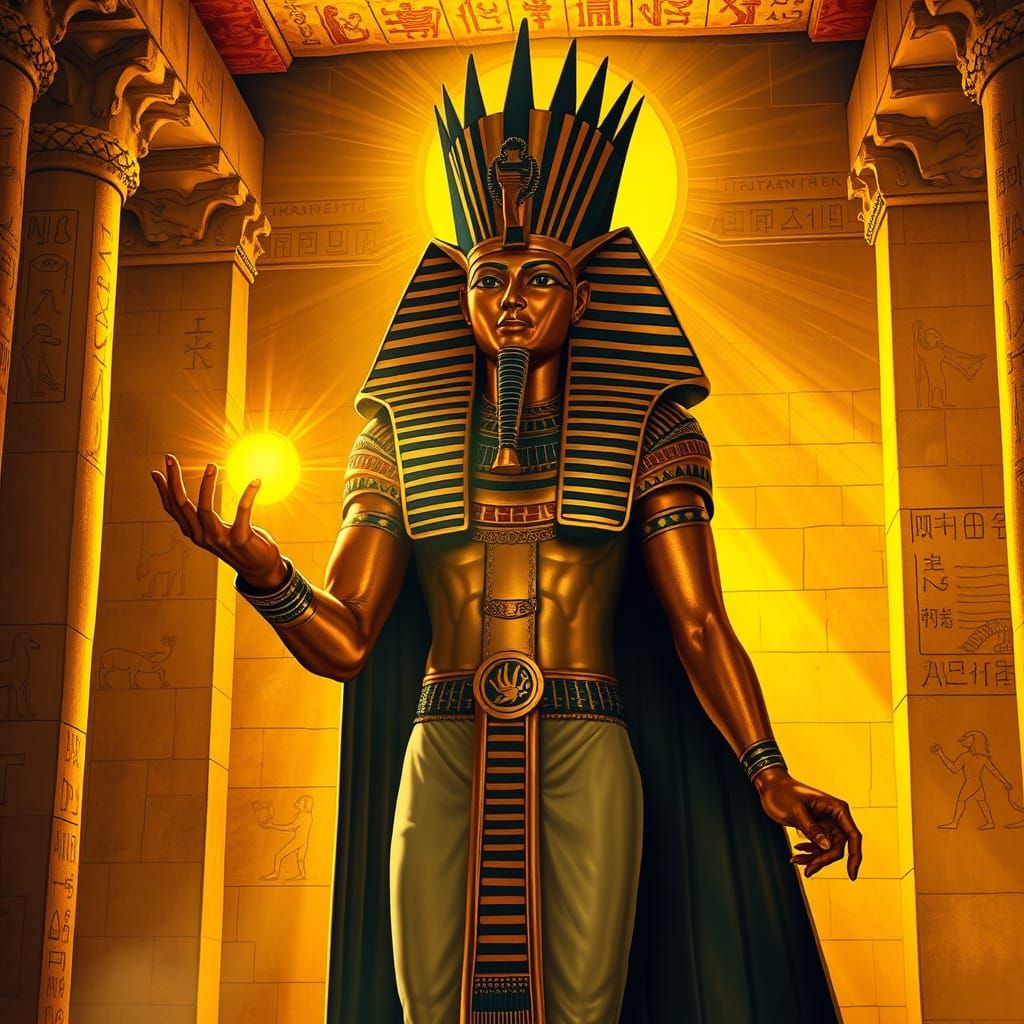Amun-Ra in Golden Temple: Egyptian Sun God