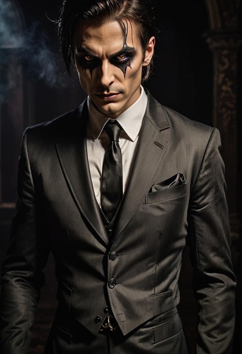 Ominous Portrait of a Gothic Male Trickster
