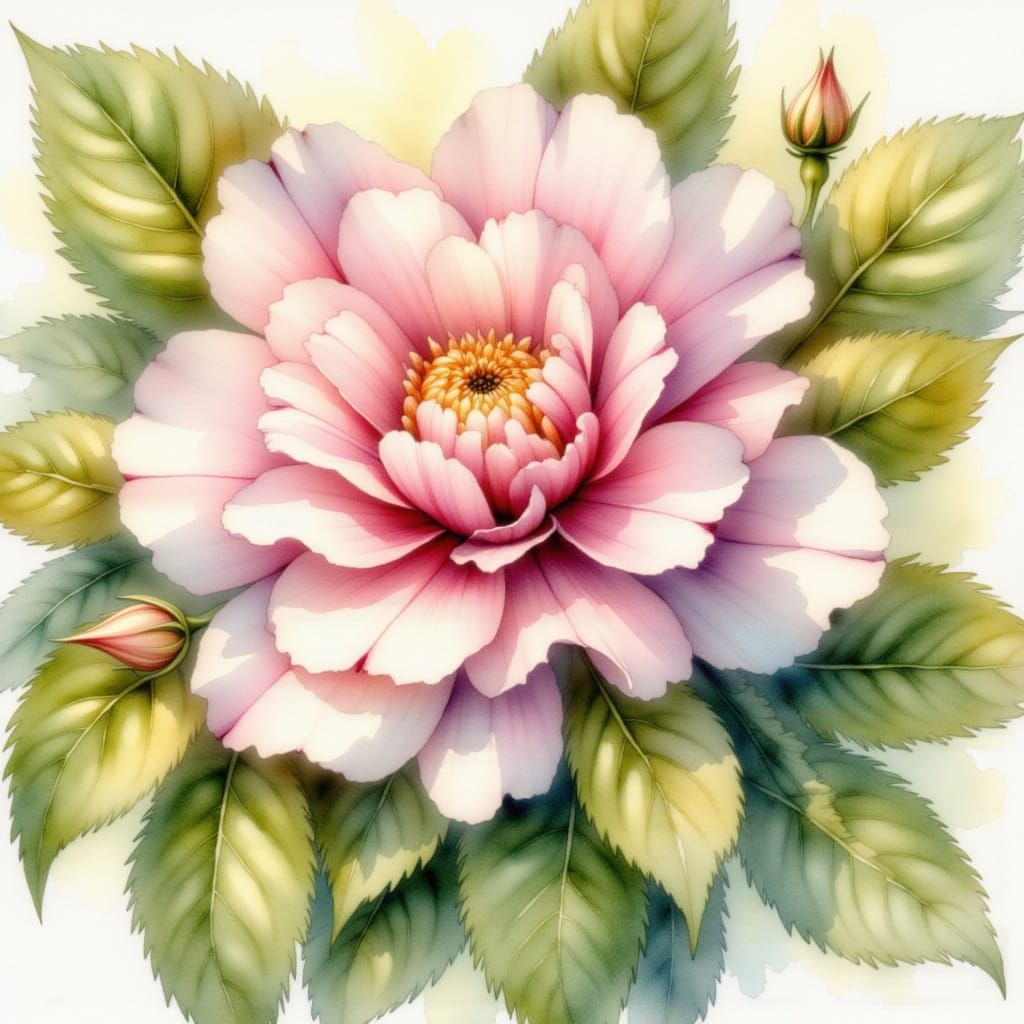 Impressionistic Watercolor Blossom with Dynamic Brushwork