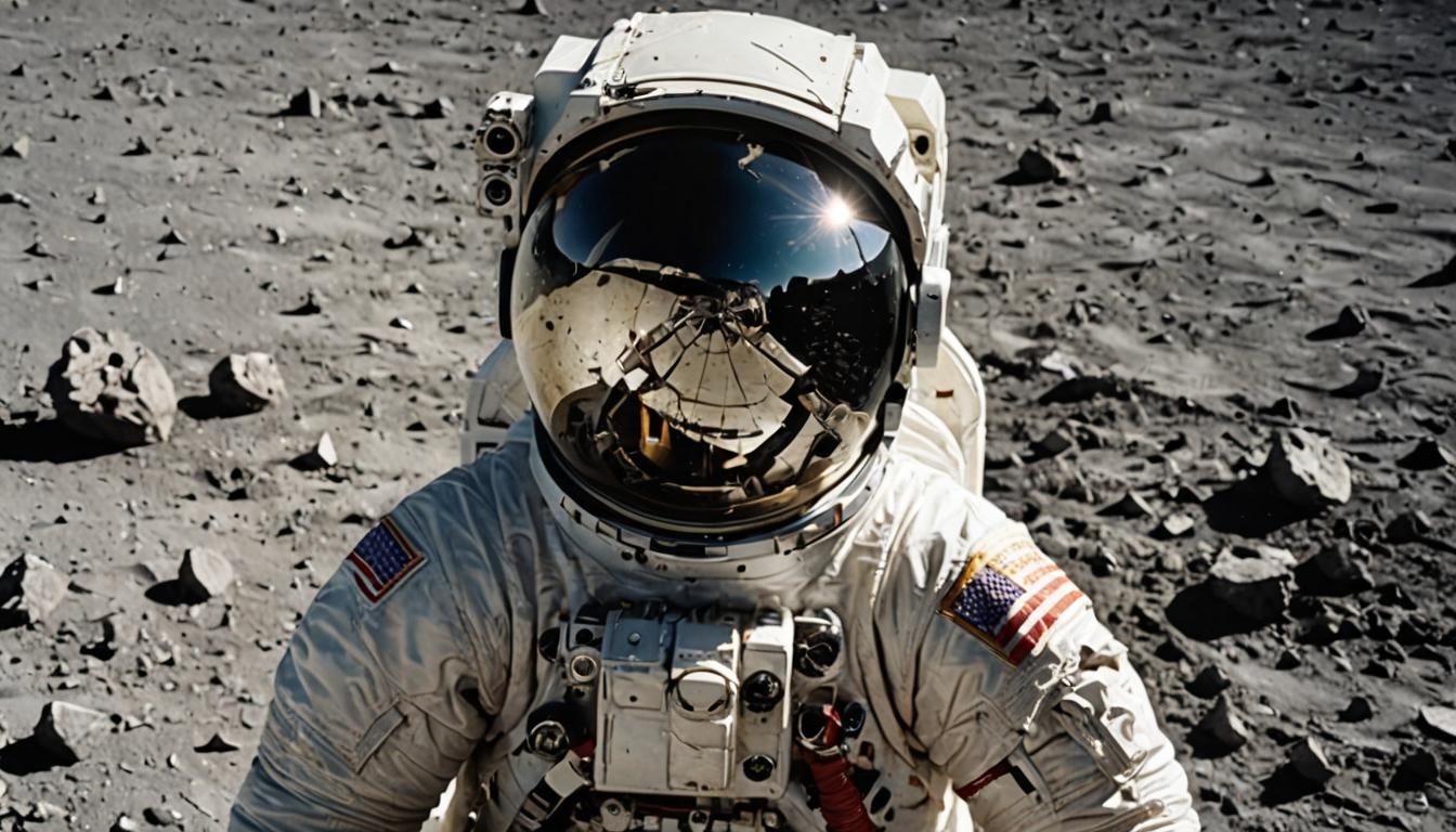 Damaged Spacesuit Helmet on Lunar Surface