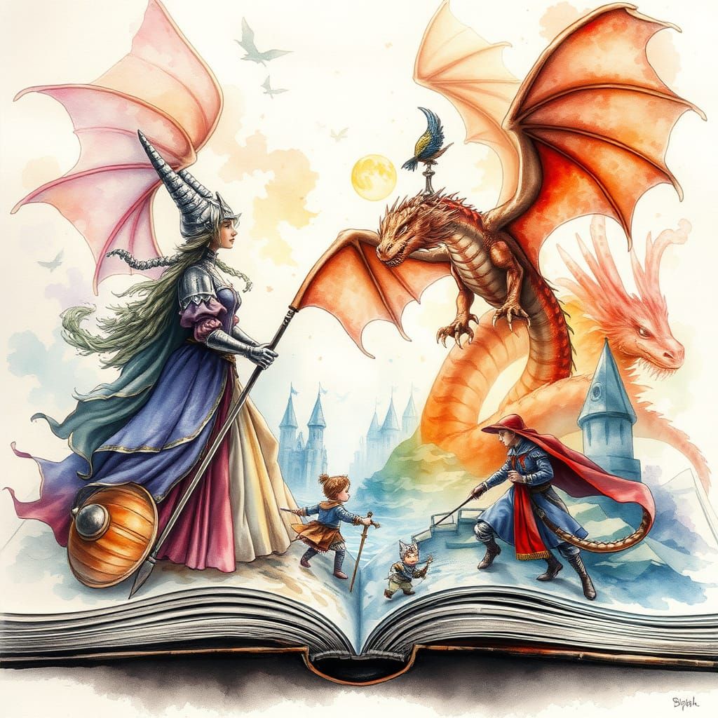 Enchanting Dreamscapes Flowing From An Open Book