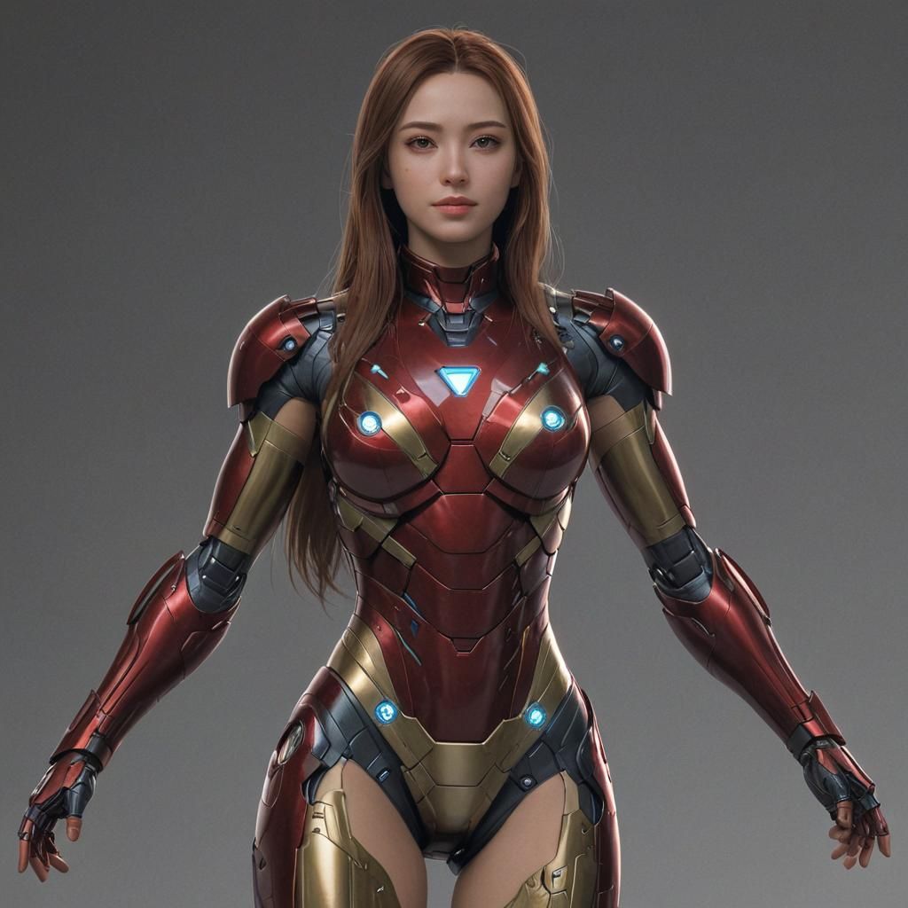 Ironman Girl in Anime Style 3D Art