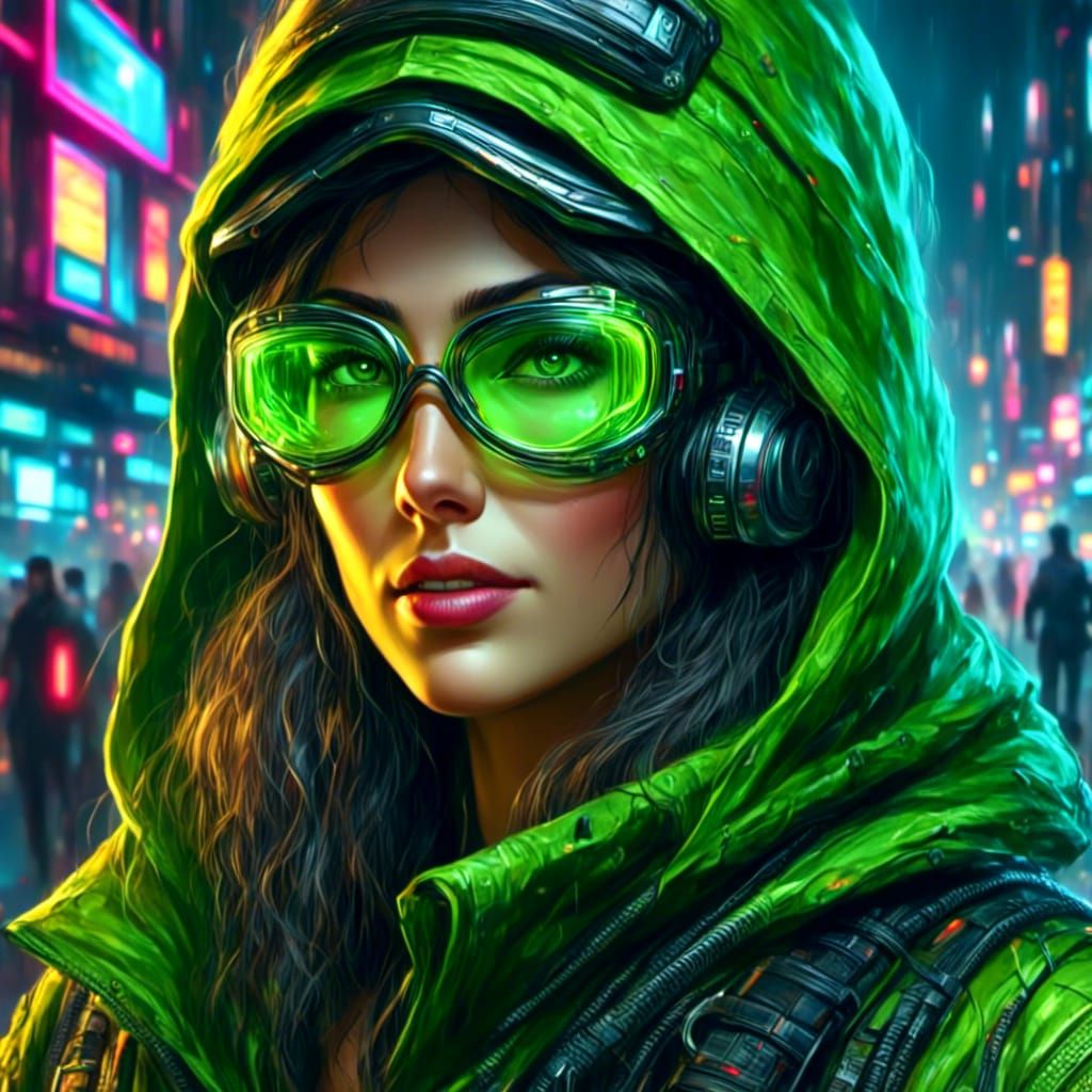 Cyberpunk Rogue Portrait with Neon Lights
