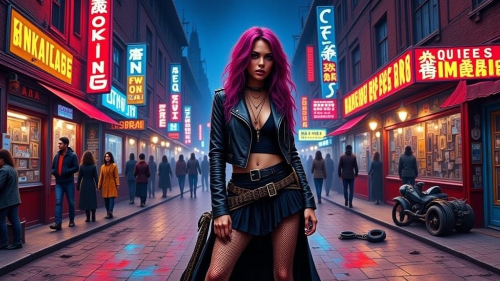 Confident Free Spirit in Neon City