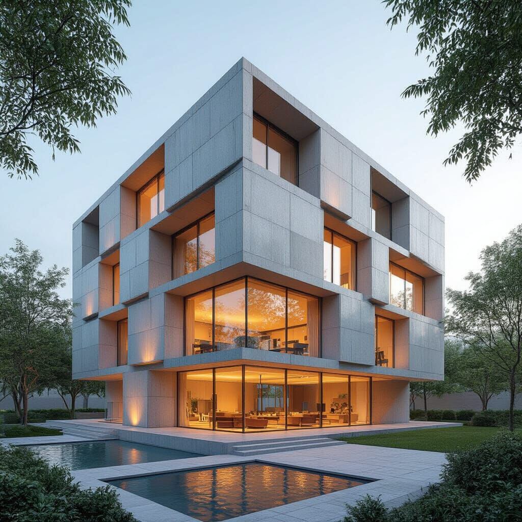 Minimalist Cuboid Building Inspired by Modernist Architectur...