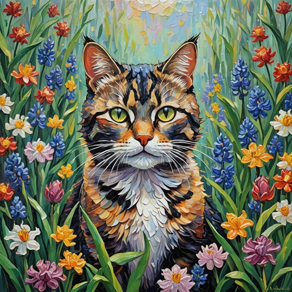 Neo-Impressionist Spring Face in Oil Painting