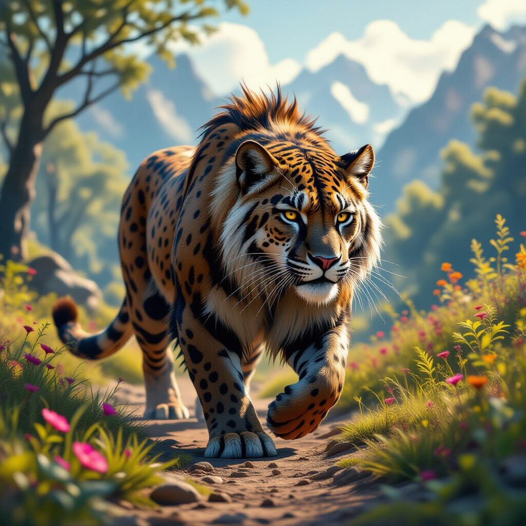 Panthera Atrox in Prehistoric Landscape, Matte Painting