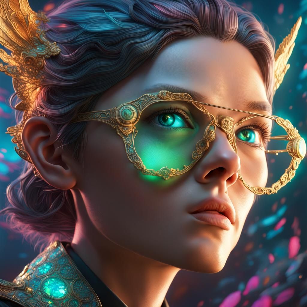 Artemis Fowl and Holly Short hunting Opal Koboi, intricate detailed, epic volumetric light, hyper-realistic, hypermaxima...