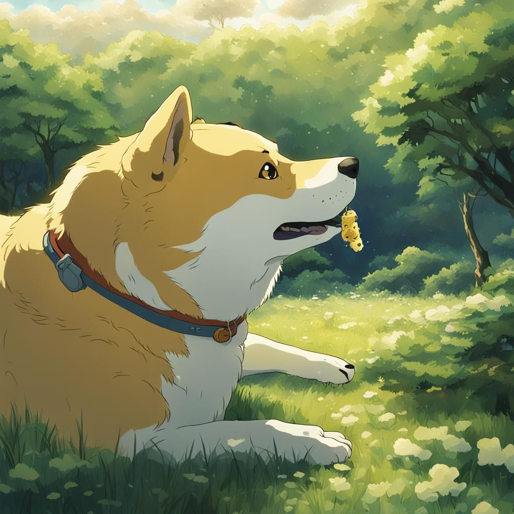 Doge with Toast: Studio Ghibli Anime Visual