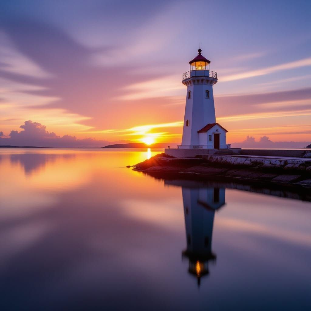 Bohol Lighthouse Sunset Reflection near Turtle Bay