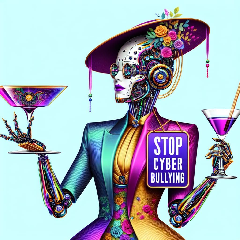 Cyborg Woman in Avant-Garde Fashion Protests Cyberbullying