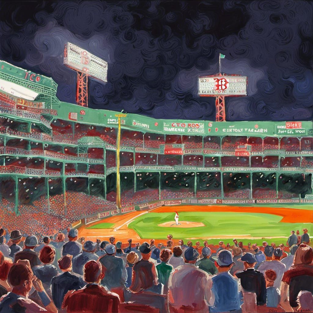Fenway Park Night Game in Gouache and Watercolor