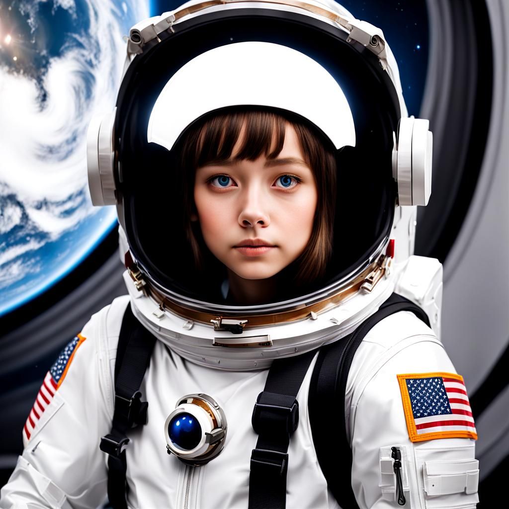 Girl Astronaut in Space Suit