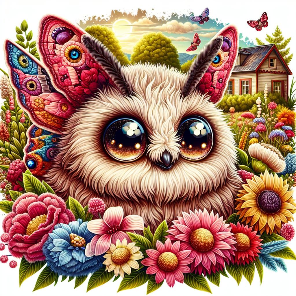 Adorable Rose Maple Moth in a Flower Garden