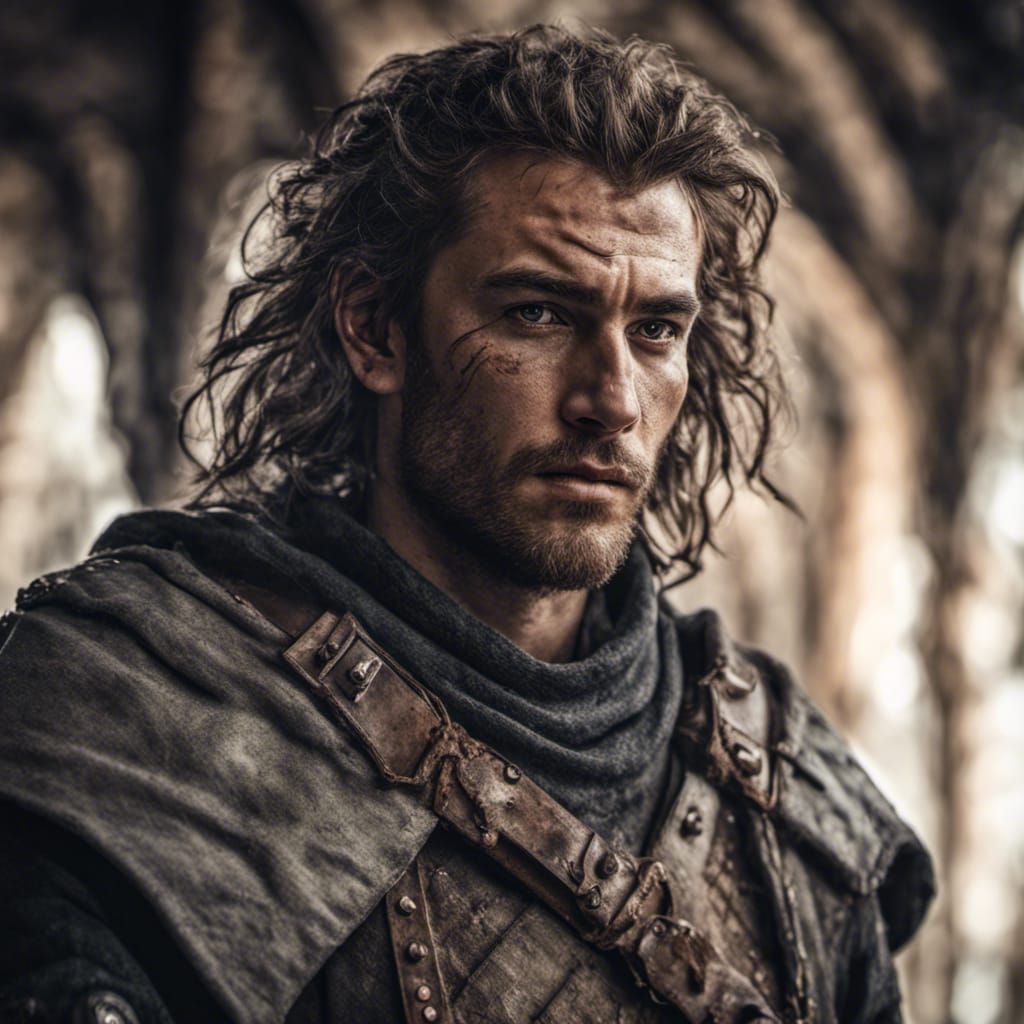 Hyperrealistic Portrait of Medieval Bounty Hunter