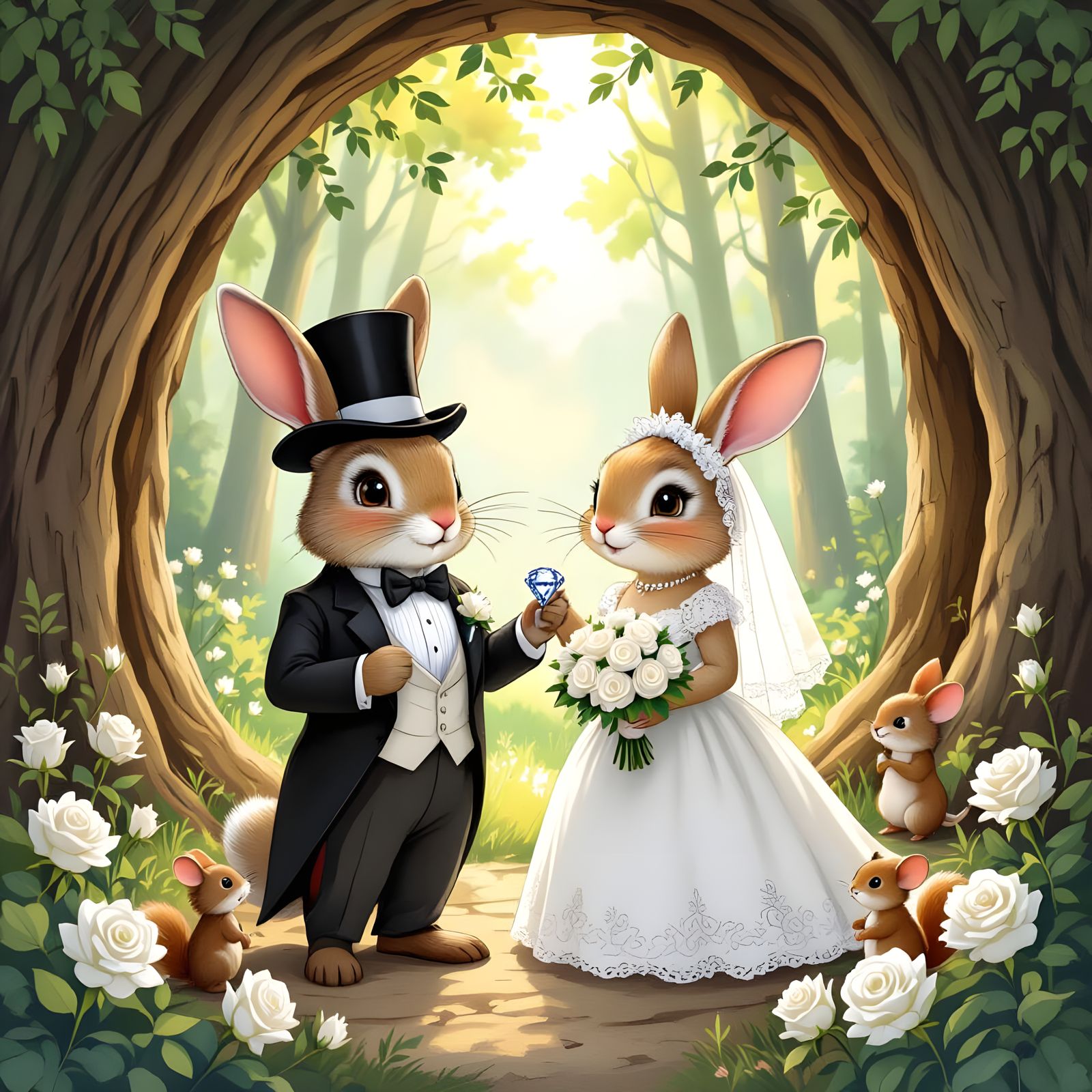 Rabbit Wedding in Forest Church