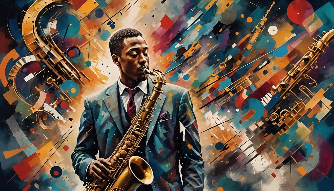 Jazz Saxophonist Portrait in Kandinsky Style