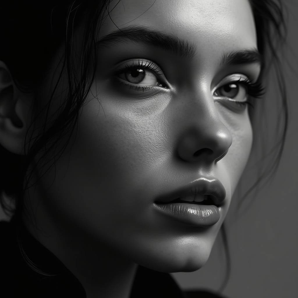 High-Contrast Black and White Portrait of a Fashion Model's ...