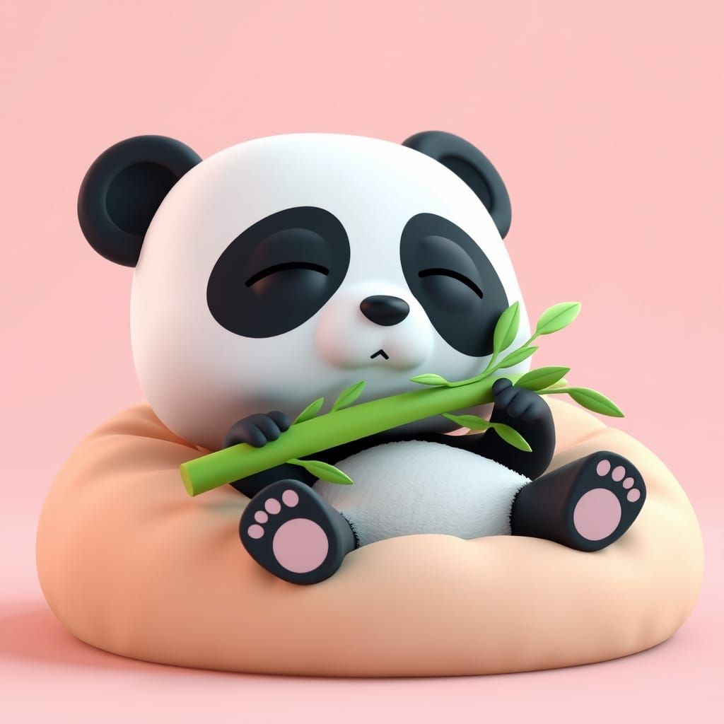 Funko Pop Panda Relaxing on Beanbag with Bamboo