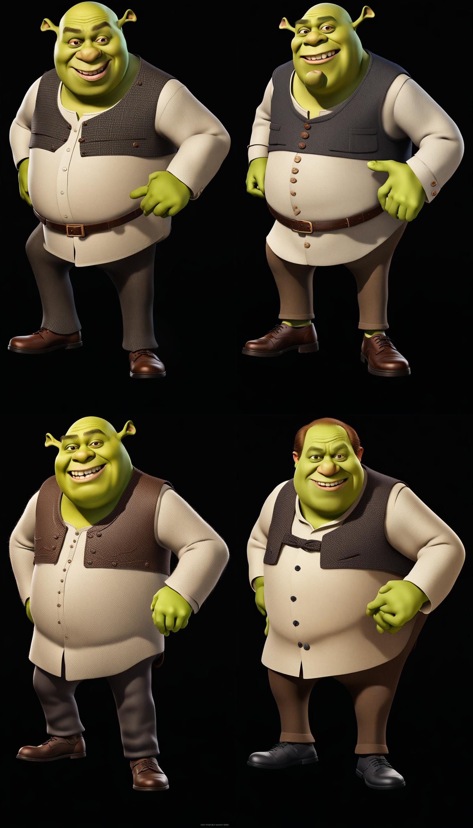 Shrek Portrait with Realistic Face in 3D Digital Art