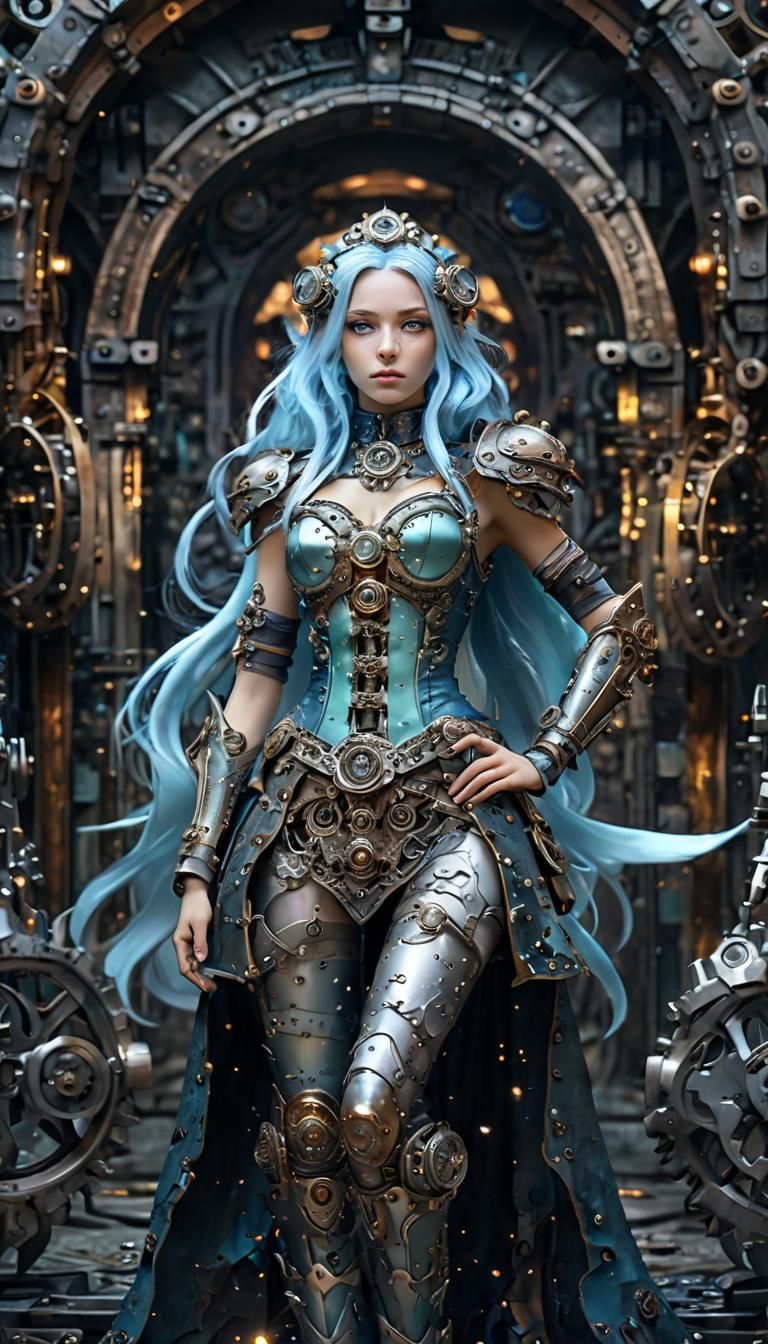 Steampunk Anime Princess Portrait in Clip Studio Paint Style