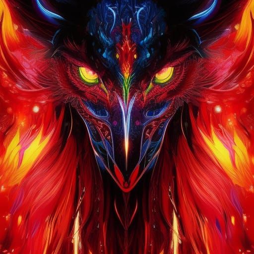 Luminescent Red Neon Dragon: Dystopian Concept Art