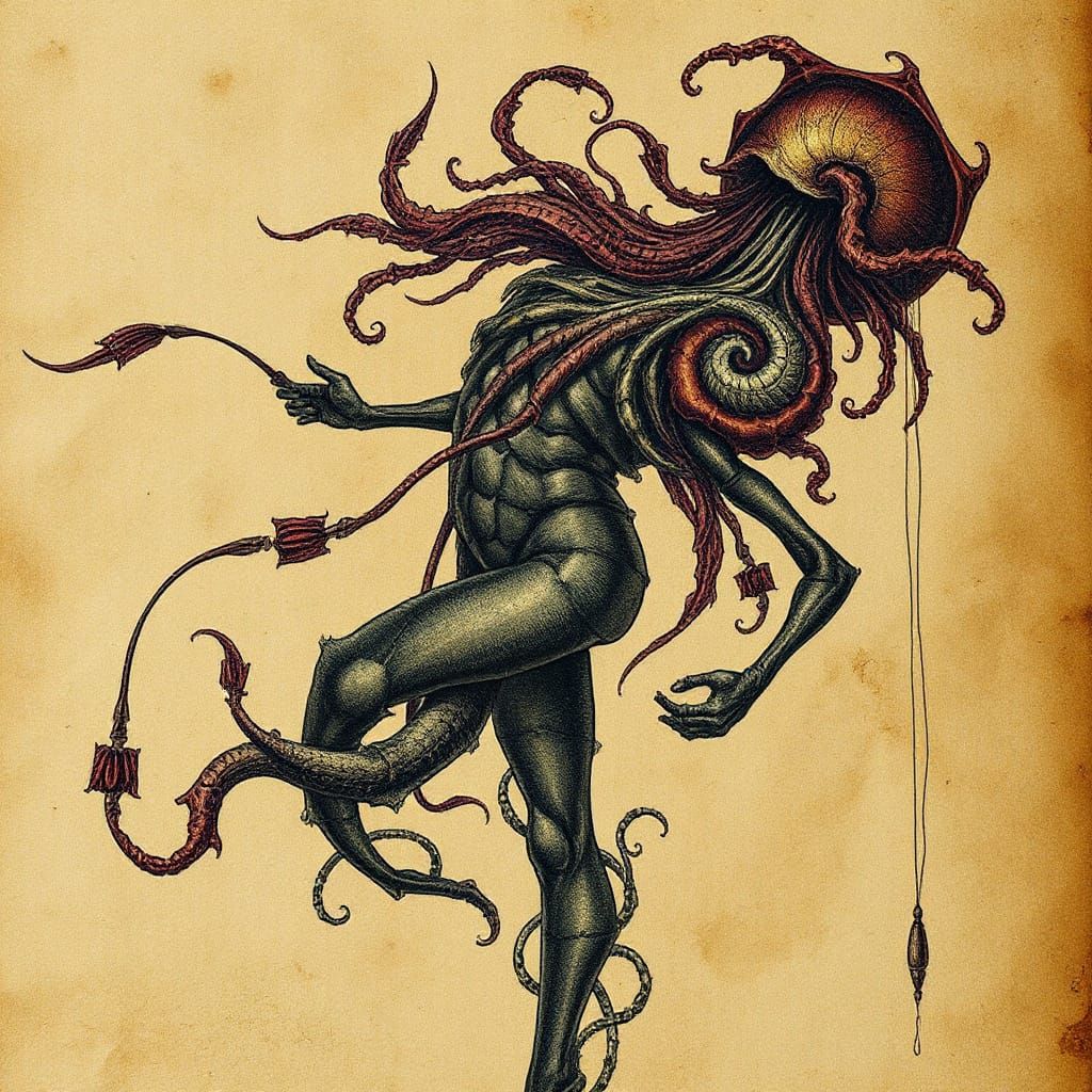 Dreamlike Figure with Swirling Patterns in Jewel Tones