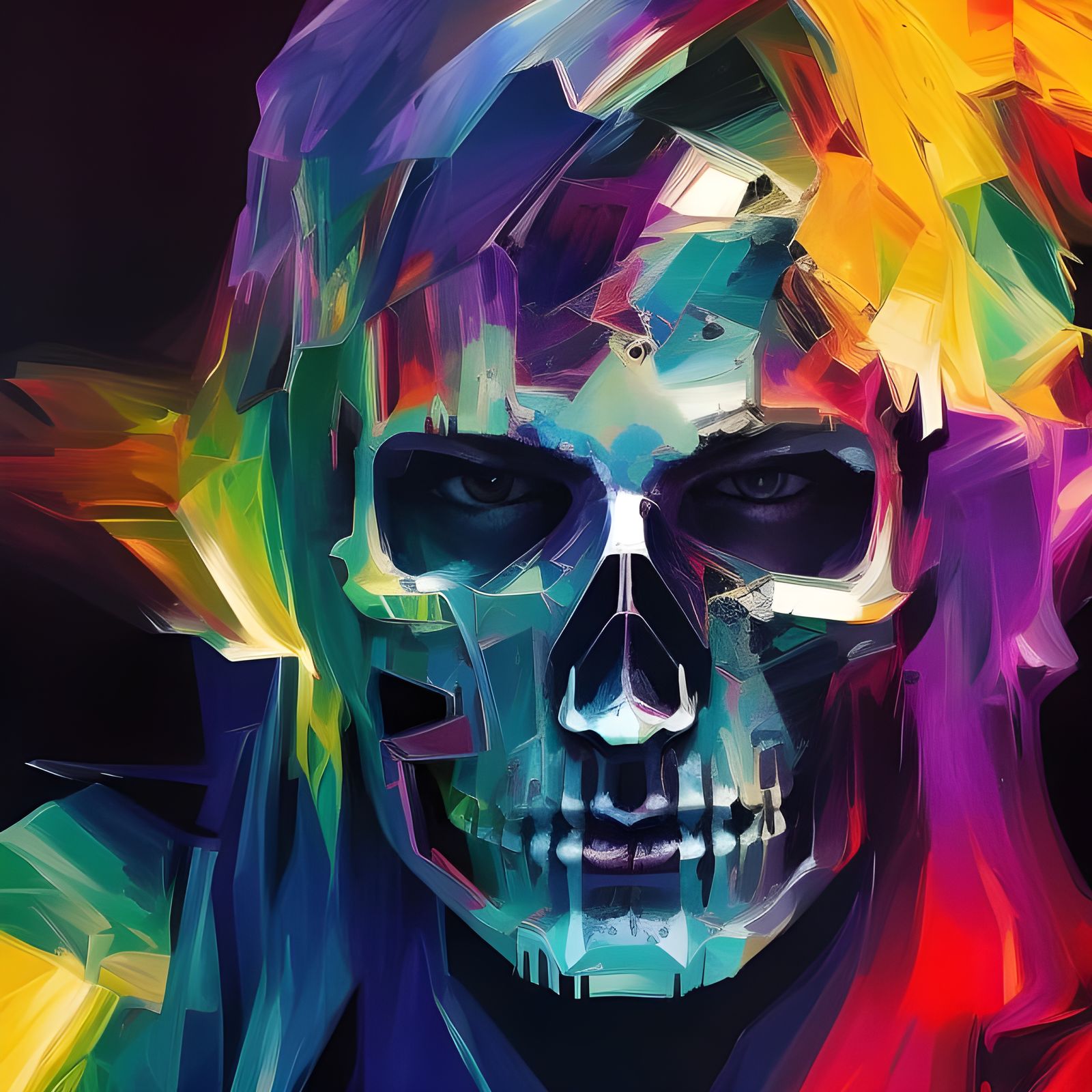 Colorful Skeleton Portrait in 3D Oil Painting Style