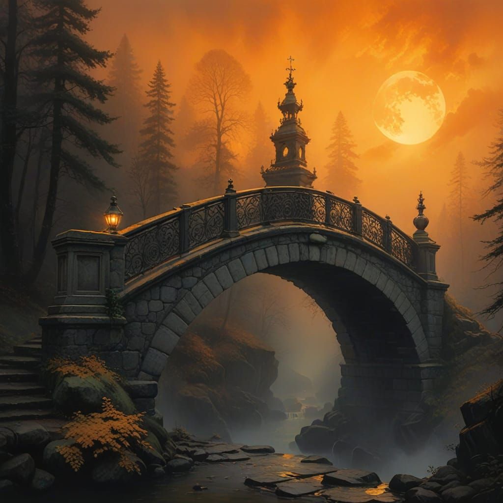 Whispers of a Forgotten Bridge in a Golden Haze