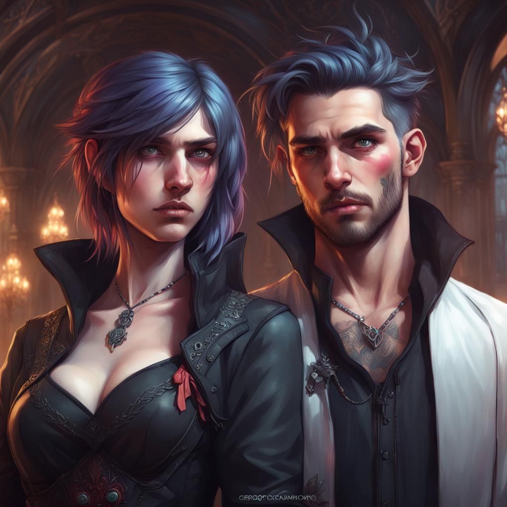 Goth Girlfriend and Gamer Boyfriend Portrait