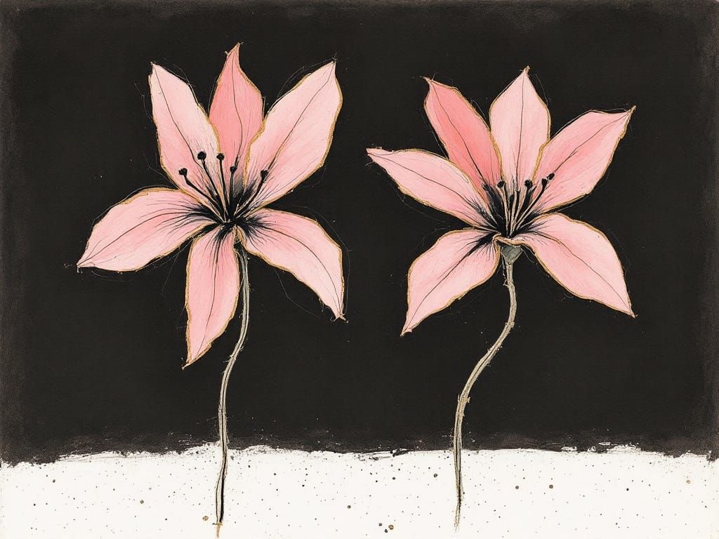 Soft Pink Blooms Against Midnight Sky