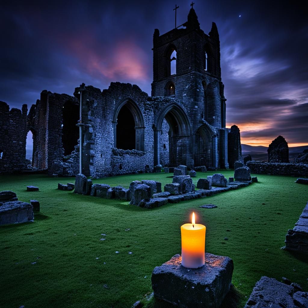 Candlelight Illuminates Scottish Church Ruins