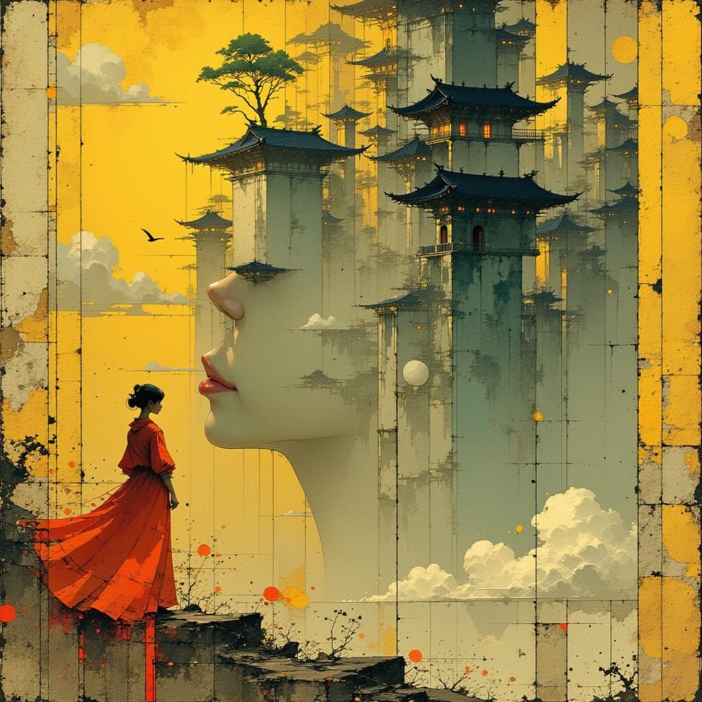 Anime Girl with Flowing Hair, Digital Art