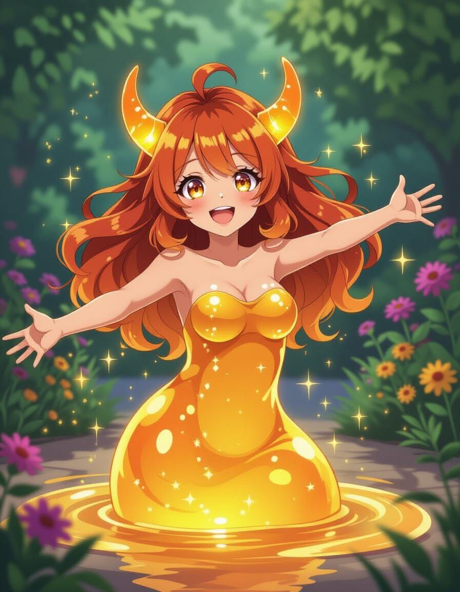 Joyful Amber Goo Girl in Anime Style