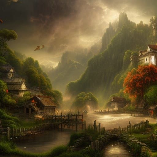 village reclaimed by nature